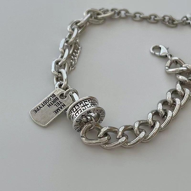 Hip Hop Trend Pendant Bracelet Double Layer Stackable Bangle Women Men Minimalist Niche Pendant Party Jewelry Gifts
