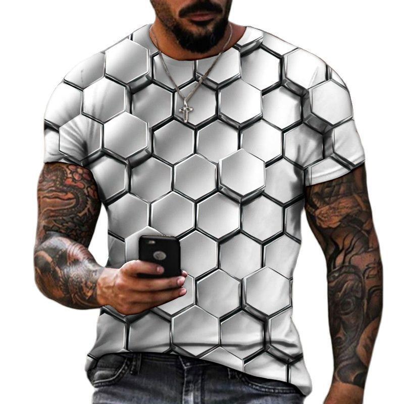 3D Men's T-shirt Fashionable Round Neck Short Sleeved Top Summer New Men's Top
