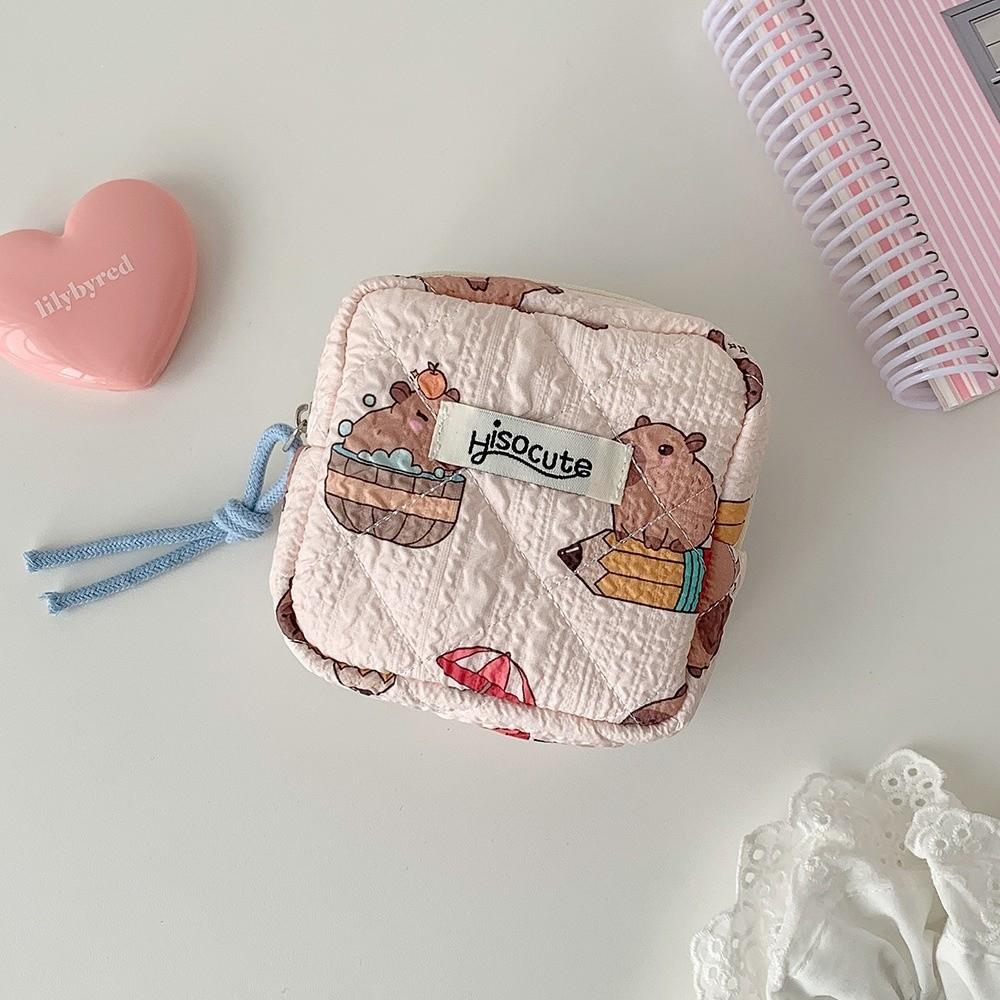 

Portable Cartoon Fabric Coin Purse Large Capacity Multifunctional Sanitary Napkin Storage Bag Student Earphone Case