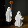 Halloween Ornament Spøkelse Heksehatt Gresskardesign Resin Statuett Dekorasjon Hjemmefest Atmosfære Rekvisitter