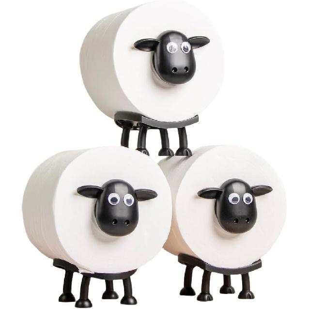 3-Pack Sheep Toilet Paper Roll Holder Set, OPP Packaging - Cute Bathroom Organizer with Adorable Design