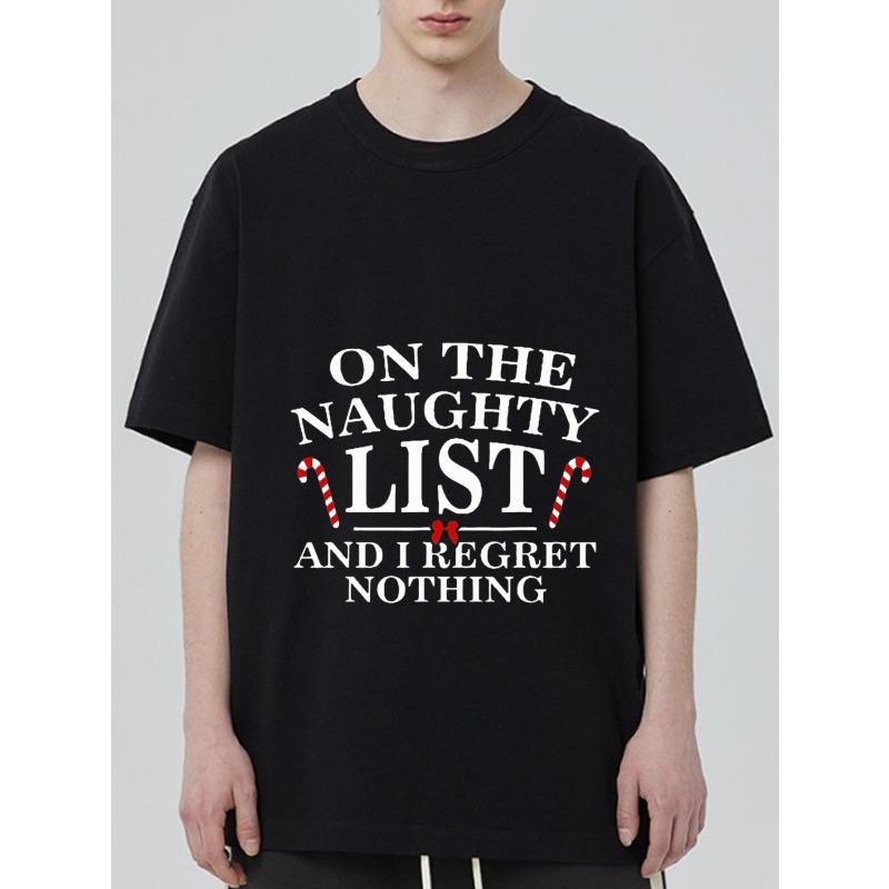 

Футболка с круглым вырезом черная из списка непослушных и я ни о чем не жалею принт леденца рождественская праздничная одежда XXXXL чёрный