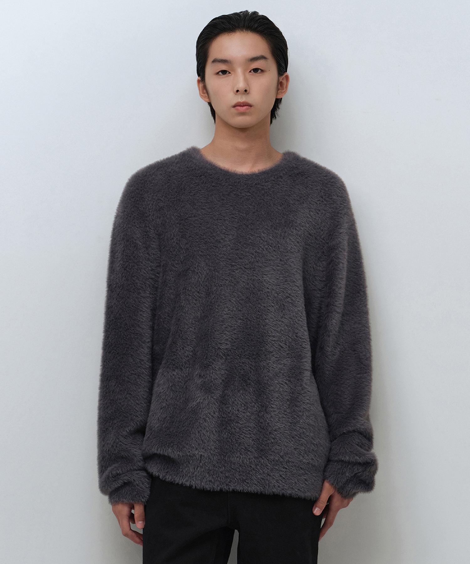 Musinsa Standard Fuzzy Crew Neck Knit [Medium Grey] Medium Gray/S