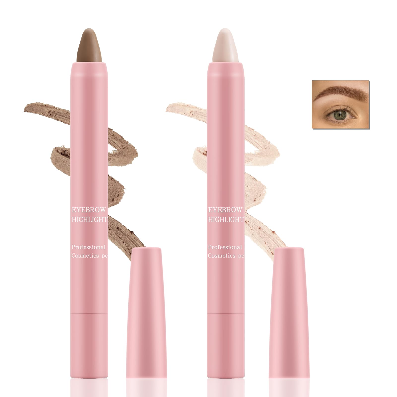 

Карандаш для бровей Booen Eyebrow High Contour, двухцветный кремовый блестящий карандаш для бровей, создающий естественные брови, хайлайтер и комбинированный хайлайтер, ручка,