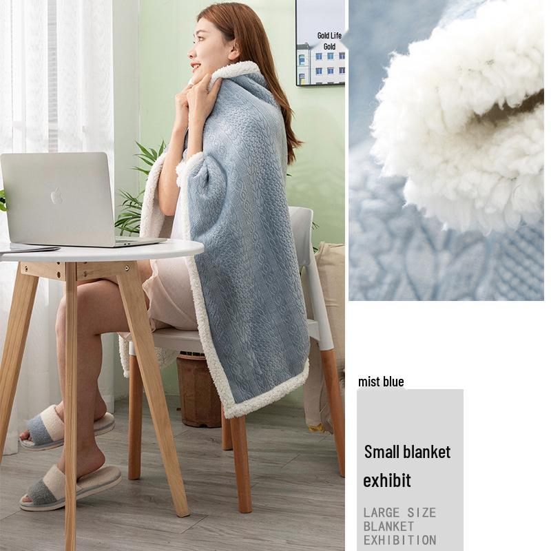 Flannel Embossed Shawl Blanket: Light Luxury, No Pilling, No Fading, Machine Washable, Ideal for Naps & Air Conditioned Spaces.