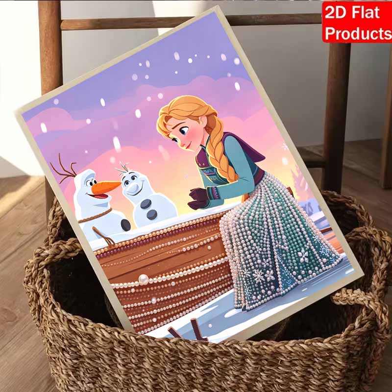 Disney Pearl Art Painting Anna and Olaf Handmade diy5D Pearl Gem Painting Pictures Crafts Special Shape Home Wall Decoration