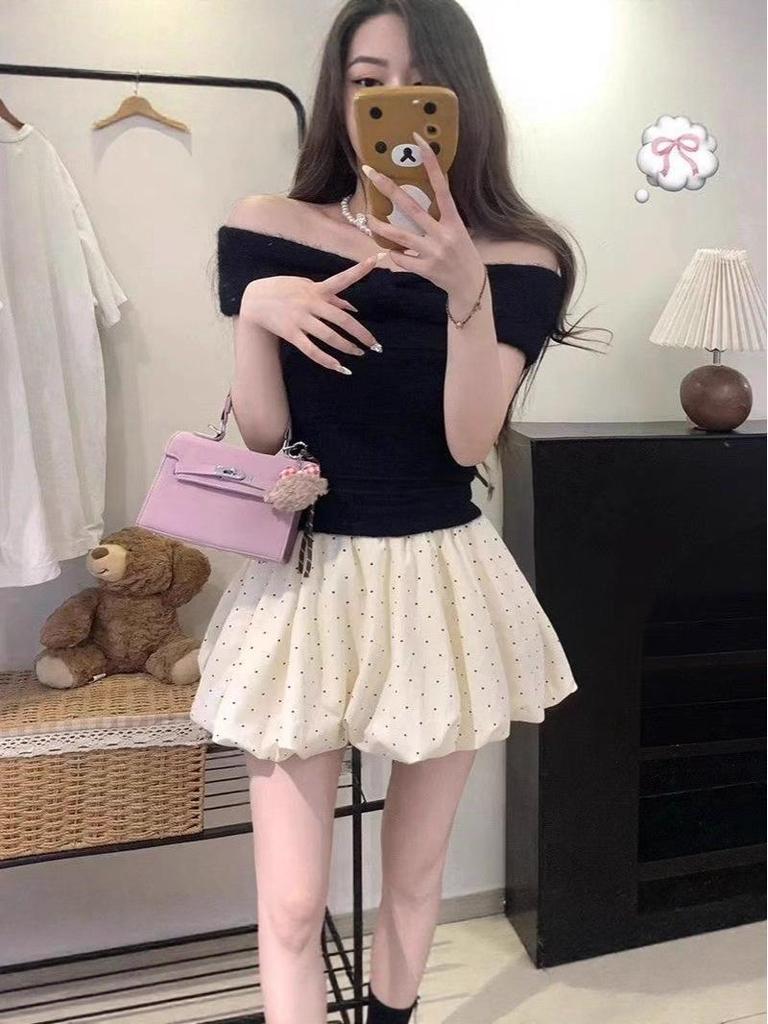 2025 New High Waist Polka Dot Puffy Skirt for Spring/Summer - Petite Cloud Bubble Style