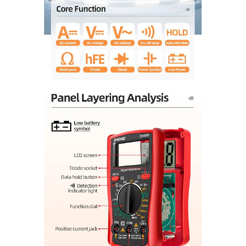 ANENG DM850 Digital Multimeter+BT173 High-Precision Voltage And Current Measurement Battery Tester Electrician Maintenance Kit