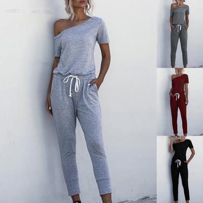 Lässiger, modischer, einfarbiger, schulterfreier Overall für Damen