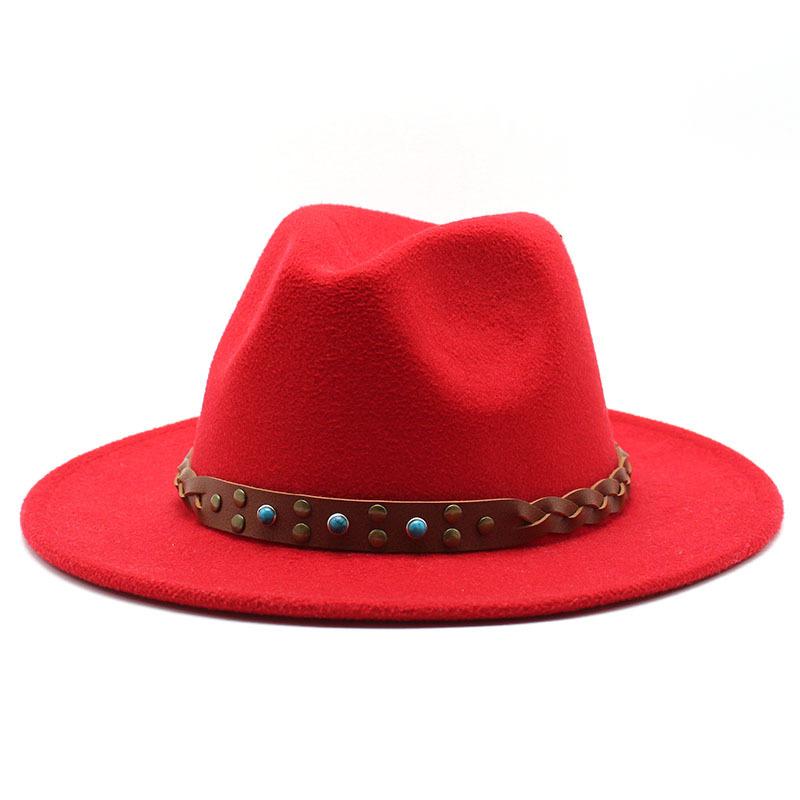 Felt Hat British Belt Vintage Versatile Top Hat Men'S And Women'S Jazz Hat Wool Hat