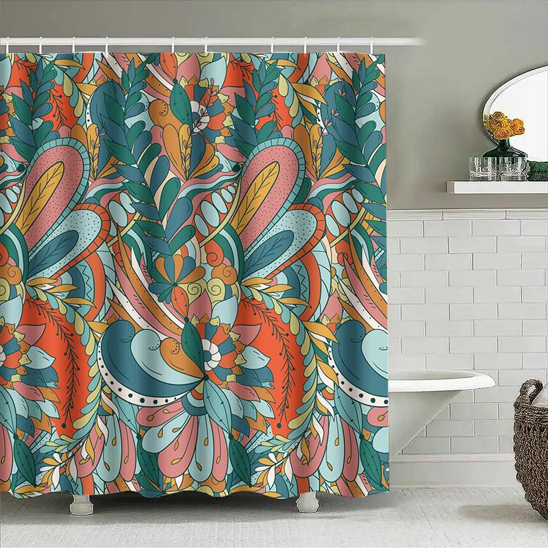 

Vibrant Floral Shower Curtain Bold Beautiful Bathroom Decor For All Seasons Modern Bath Mat Design With Birds Pattern Perfect Gi W60H190(CM)-1 Pcs