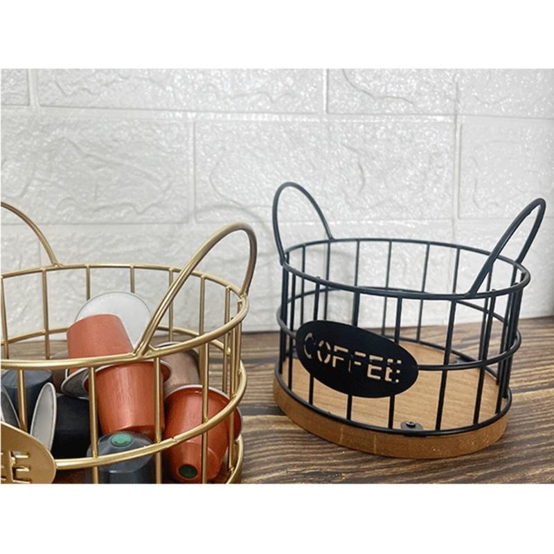 Iron Coffee Holder Versatile Coffee Storage Rack Coffee Pods Basket Decoration for Kitchen Countertop Espresso Pods Basket