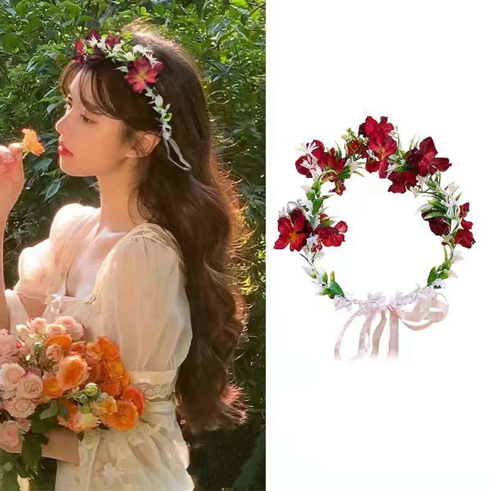 Simulation Flower Flower Hair Hoop Hair Ornaments Wedding Headwear Exquisite Wreath Headband  Girls