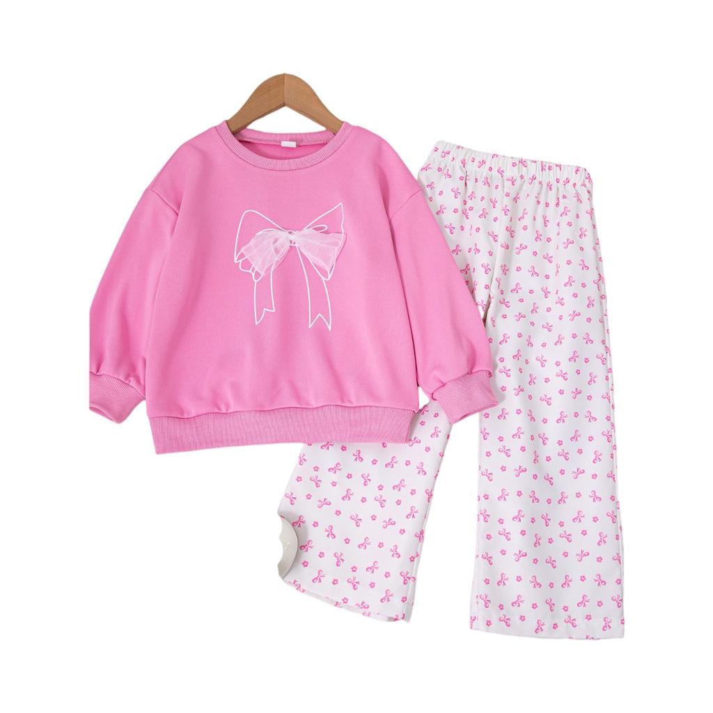Kids Cartoon Casual Fashion Outfit Set Long Sleeve Top & Pants
