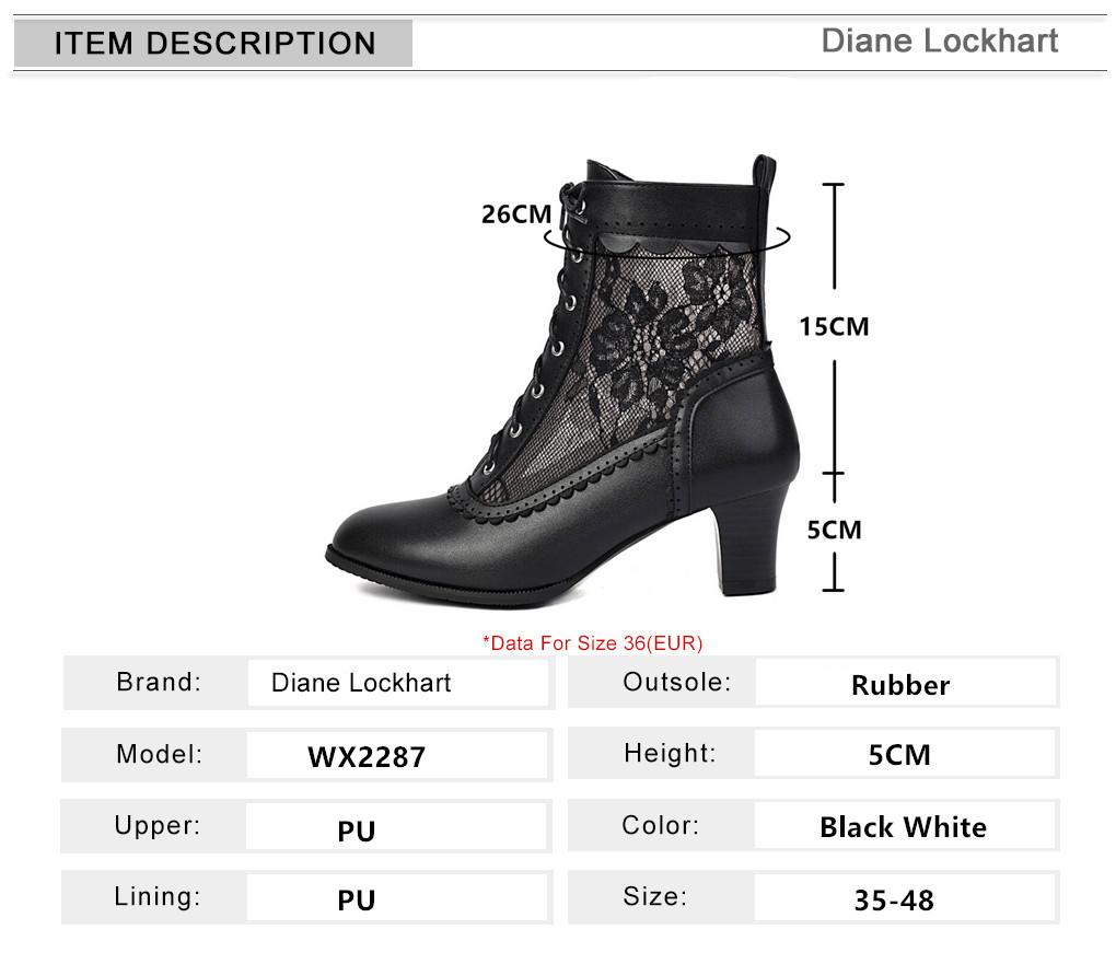 Fashion Women Victorian Ankle Boots Leather Lace Hollow Mesh Heel Shoes for women Fashion Lace-up Spliced Ladies High Heels Woman Boots