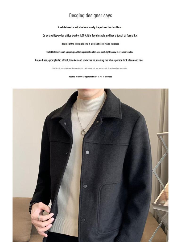 2025 Men's High-End Wool Jacket - Trendy Korean Style for Spring, Autumn, and Winter