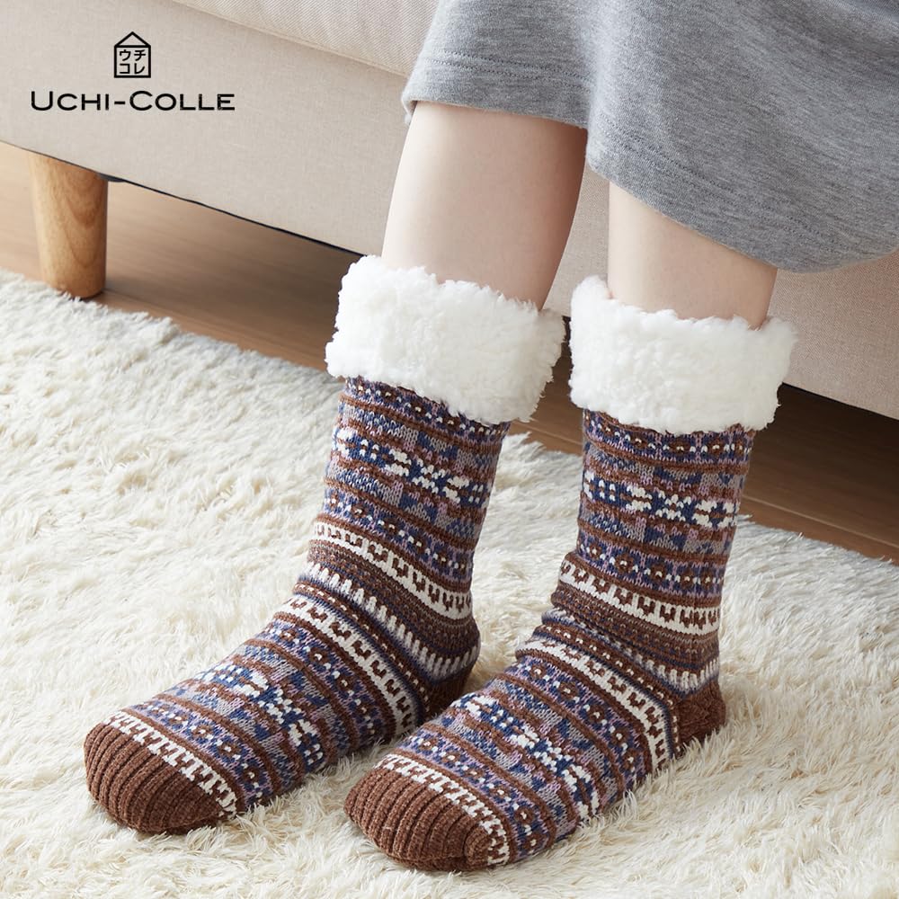 Gunze Warm Fluffy with Fleece Cold Weather B UCHI-COLLE Socks, Lining, Mid-Length, Protection, Women's (Formerly Navy)