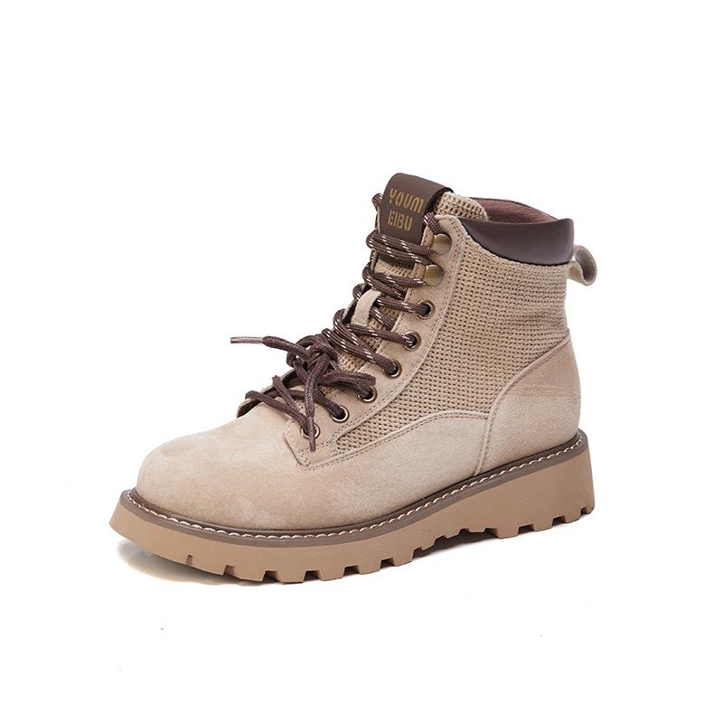 

Новые ботинки на толстой подошве с увеличением роста для женщин, уличные мотоботы, короткие ботинки и обувь для походов Fits 35 песочный