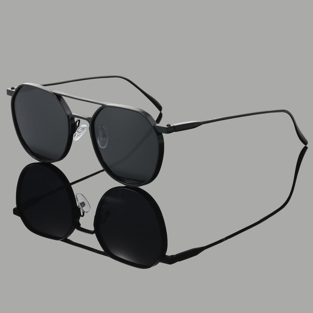 New Polarized Retro Sunglasses Men's and Women's Metal Double-beam Outdoor Fishing Glasses Driving Photosensitive Color-changing Sunglasses