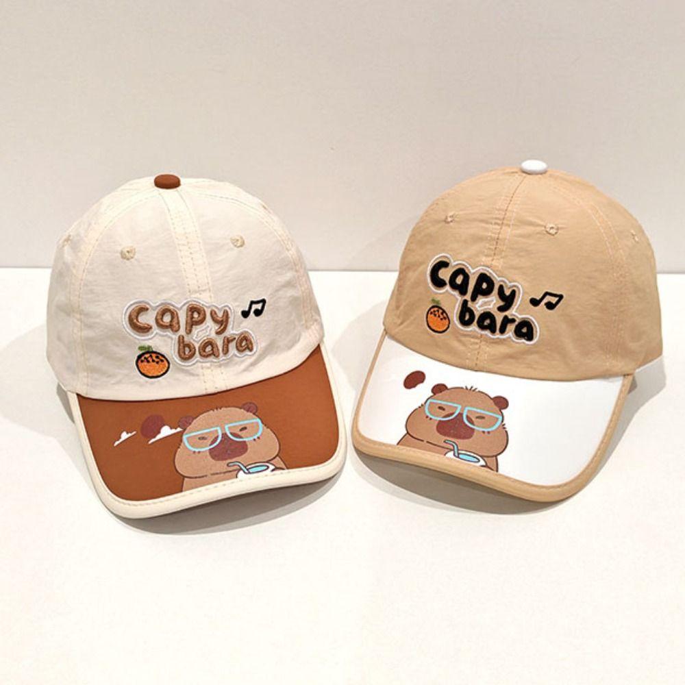 Comfortable Kawaii Capybara Baseball Hat Anti-UV Cartoon Kids Summer Sunhat Fishmen Hat Sunshade Children's Peaked Cap Outdoor