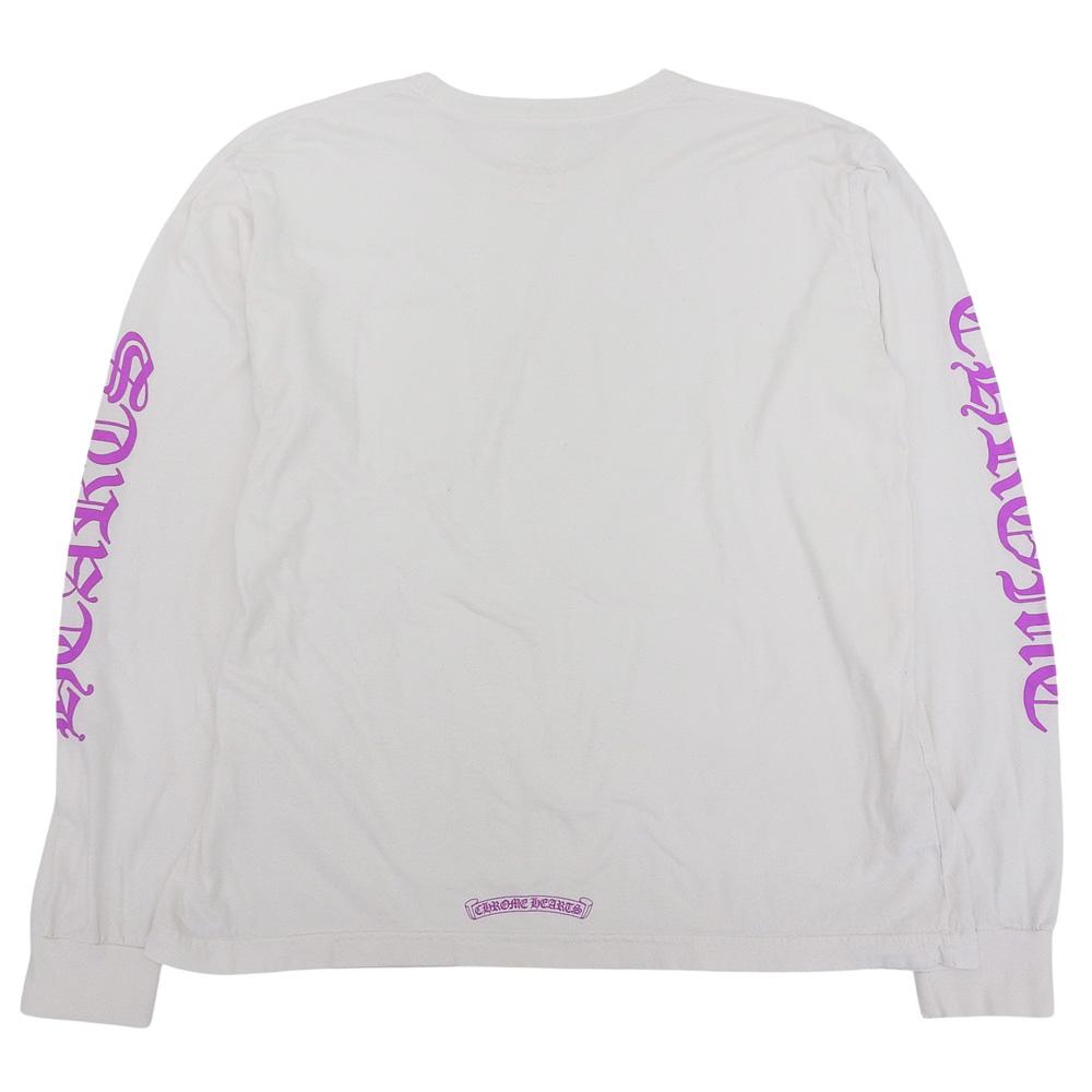 CHROME HEARTS Herren Weiß Langarm T-Shirt mit NECK LOGO und LS TASCHE, Größe XL Oberteile XL weißGebraucht