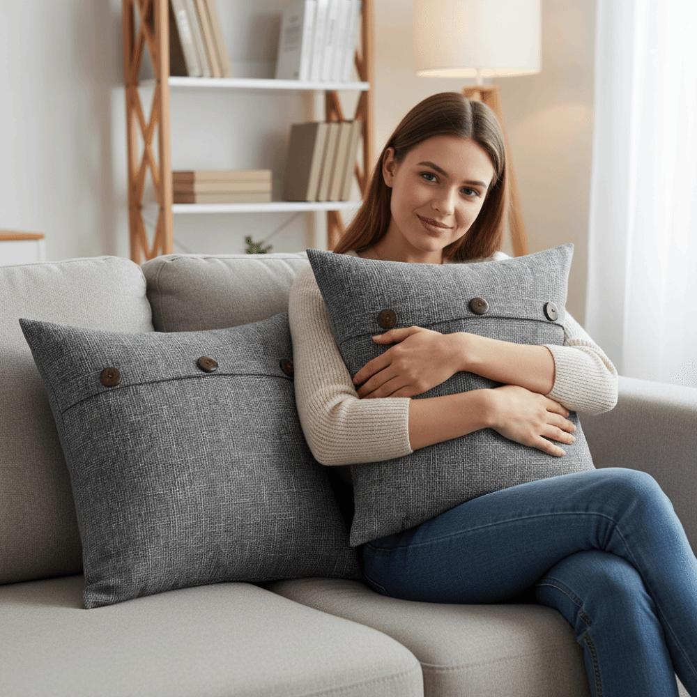 2PCS Comfortable Imitation Linen Pillow Cover Japanese Style Breathable Throw Pillowcover 45×45cm Soft Cushion Cover Sofa Decor