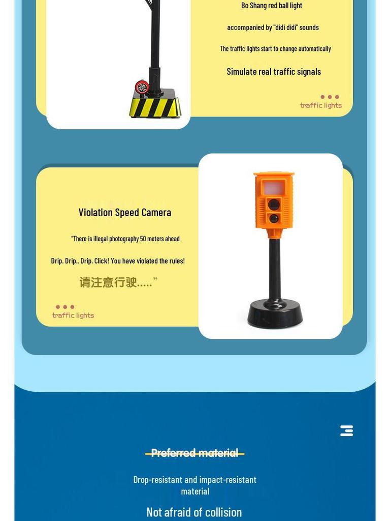 Traffic Signal and Light Educational Set: Safety Teaching Aids, Road Signs, Car Models, and Parking Scene Map
