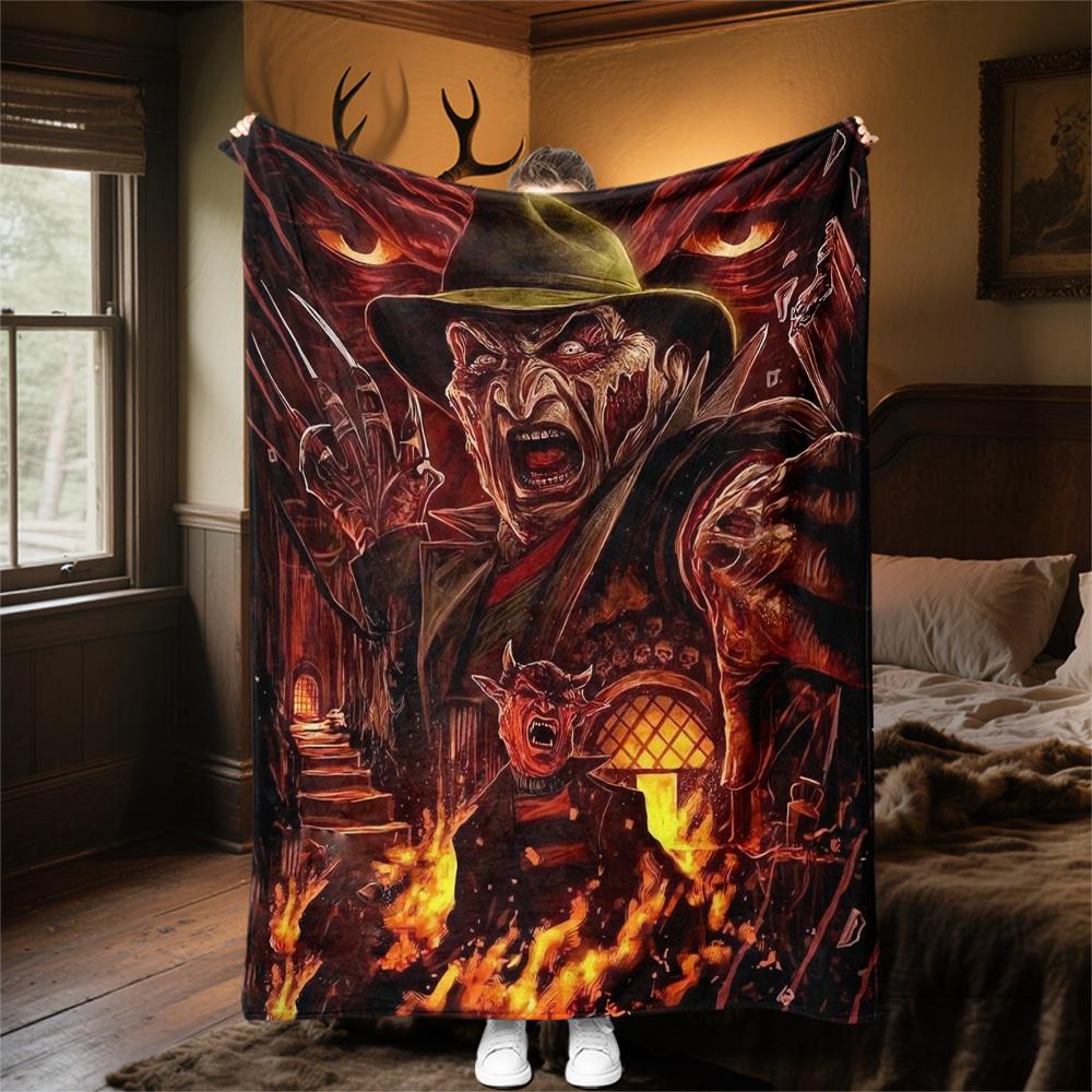 1pc Freddy Krueger,Horror,Nightmare Blanket Throw Blanket,Soft Bedding Cover,Flannel Blankets, Travel,Camping,All Seasons Use 102762