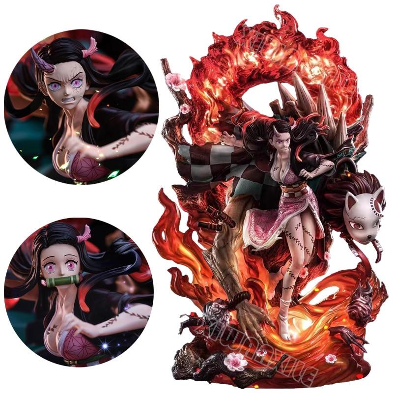 33cm Demon Slayer Anime Figure Kimetsu No Yaiba Action Figure Gk Kamado Nezuko Figurine Collection Model Doll Toys With Light