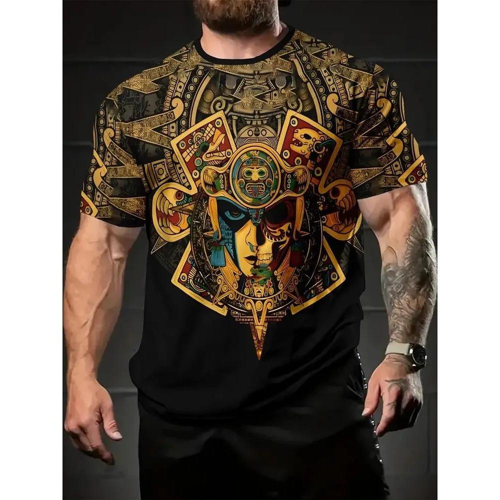 Retro creative striped portrait 3D Printed Short Sleeved T-shirt Fashionable Comfortable Soft Breathable Large Loose Man T-shirt