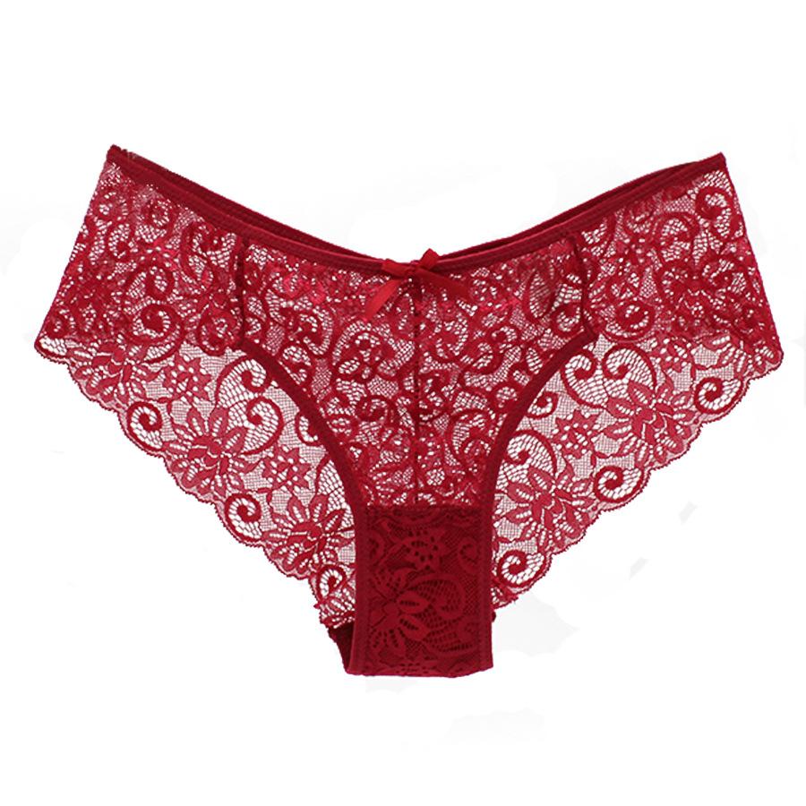 Sexy Underwear Women Lace Edge Plus Size Panties Narrow Crotch Low Waist Briefs