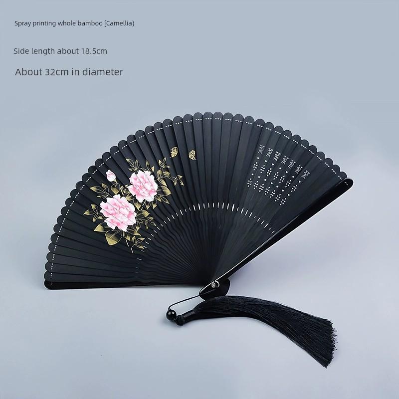 Cut Out 5-Inch Chinese Style Chinese Ancient Style Red and Black Folding Fan