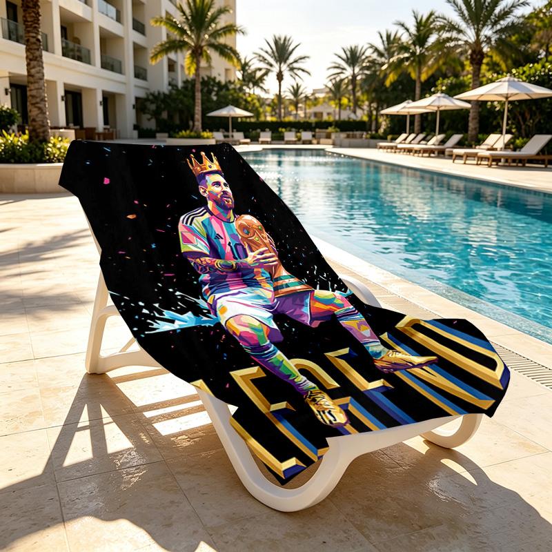 Lionel Messi Print Beach Towel Design, Soft, Lightweight. for Home Bathroom, Spa, Pool, Yoga, Surfing, Camping, Gift for Family, Friend