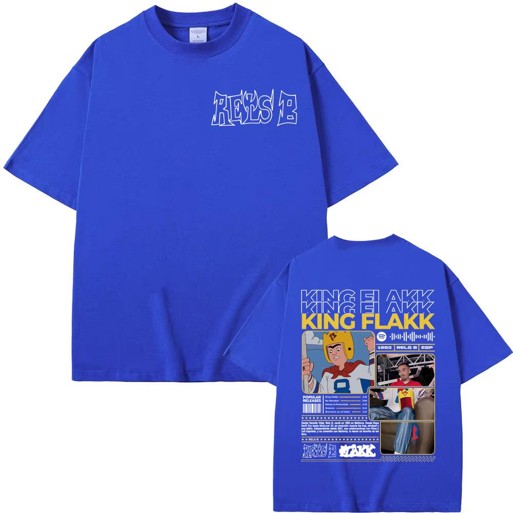 Rapper RELS B King Flakk Smile Album Cover T-shirt Men Women High Quality  Hip Hop Gothic T Shirts Oversized Pure Cotton T Shirt
