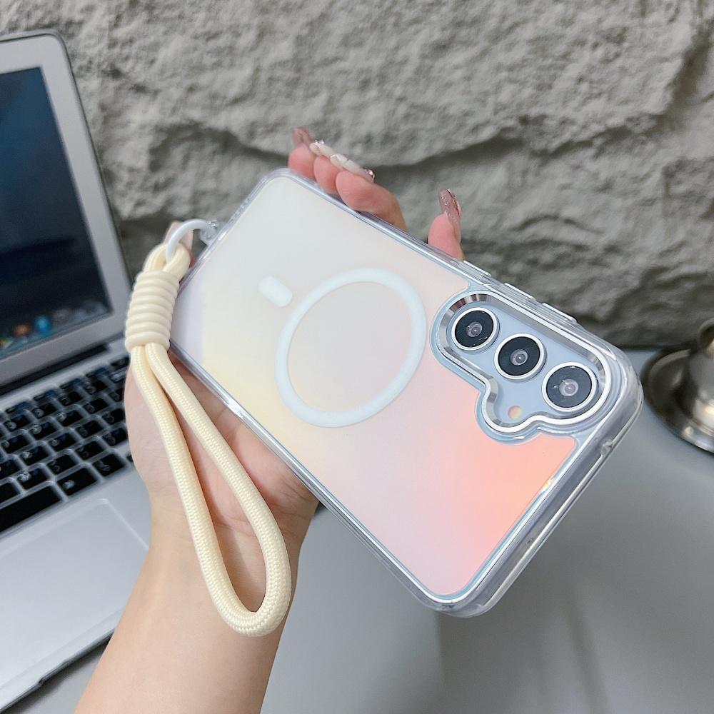 Color-Changing Magnetic Phone Case For Samsung S26 S25 S24 S23 Ultra Plus S25 FE edge A56 A36 A26 For Magsafe with Lanyard Coque