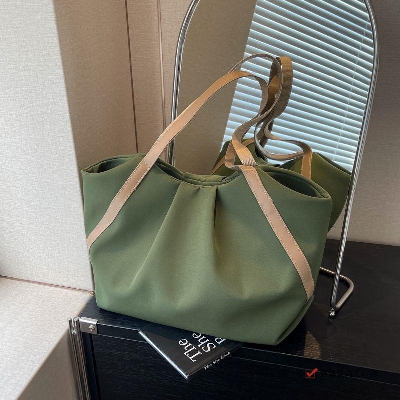 New large-capacity canvas tote bag casual solid color shoulder bag student backpack simple going out commuting handbag