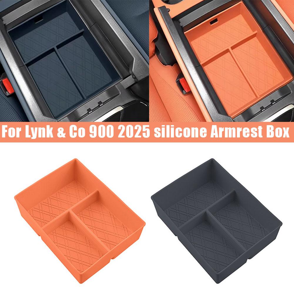 For Lynk & Co 900 2025 Car Central Armrest Storage Box Silicone Arrange Material Car Organizer Interior Storage Accessories N8A2