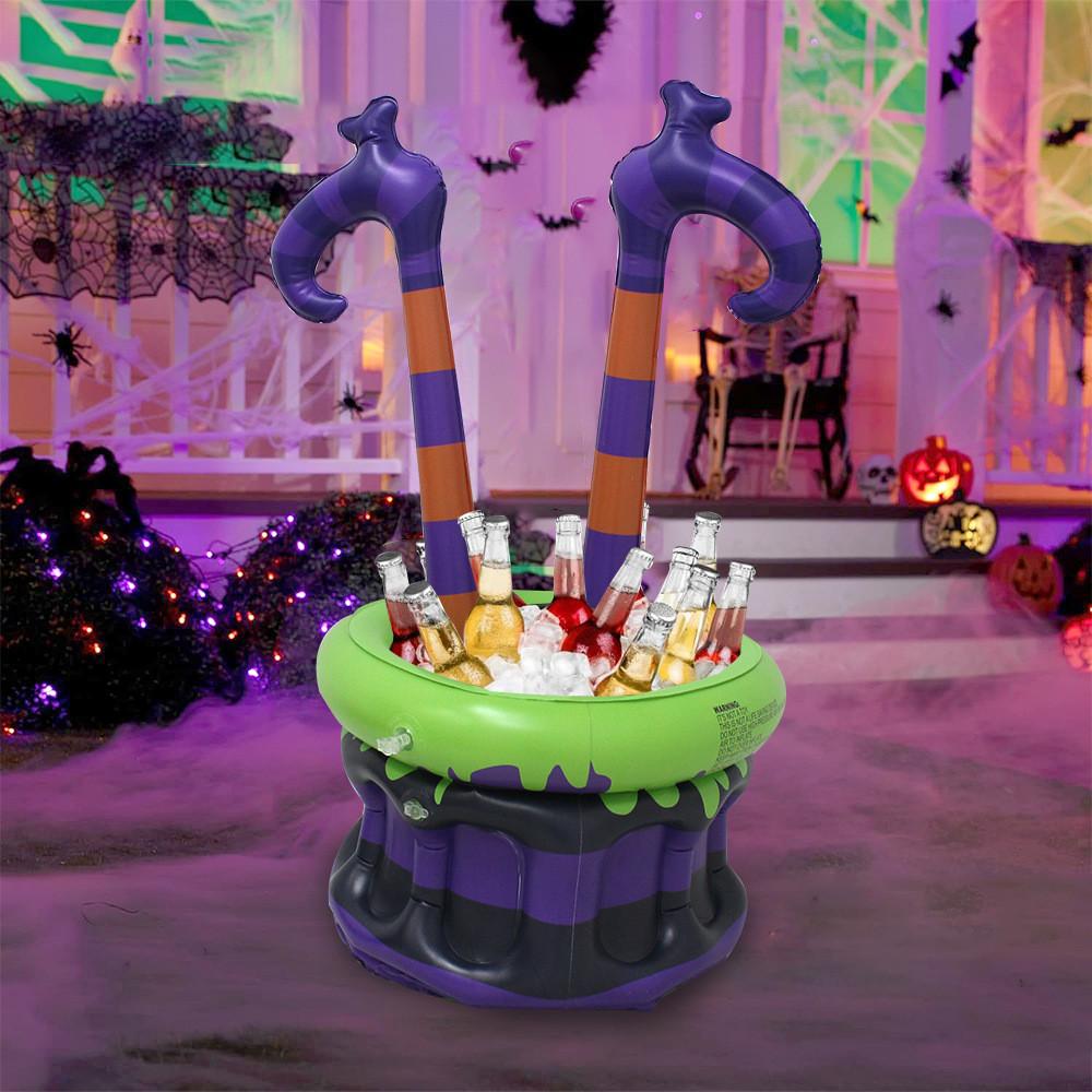 Halloween Witch Ice Bucket With Inflatable Pvc Cold Drink Dispenser For Party Decor