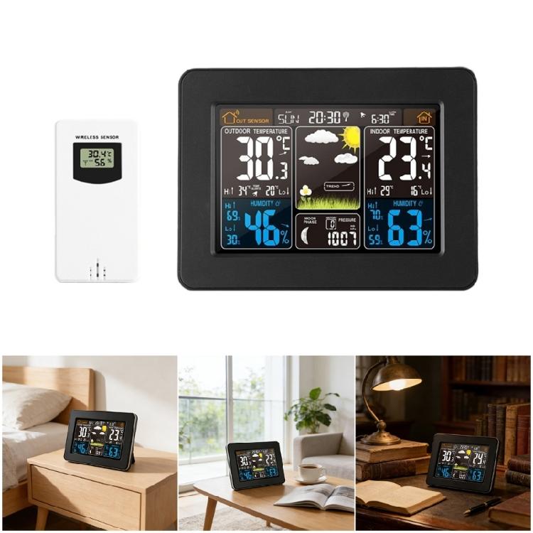 Modern Digital Weather Stations With Alarm Clock Function And Clear Color Screen Display Indoor Thermometers Hygrometer