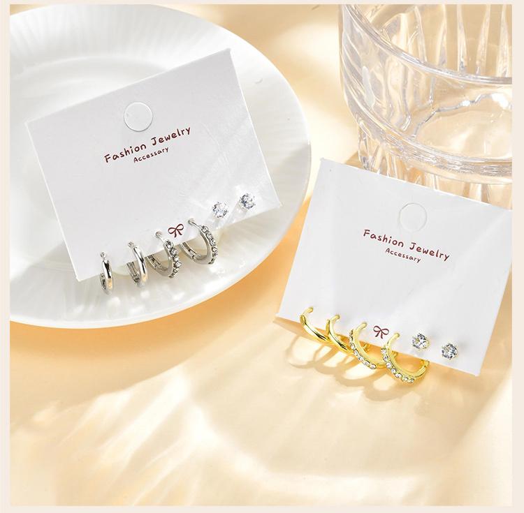 Cubic Zirconia Circle Hoop Earrings For Women, 3pcs Stack Set Earring, Cartilage Earring Multiple Piercing Jewelry