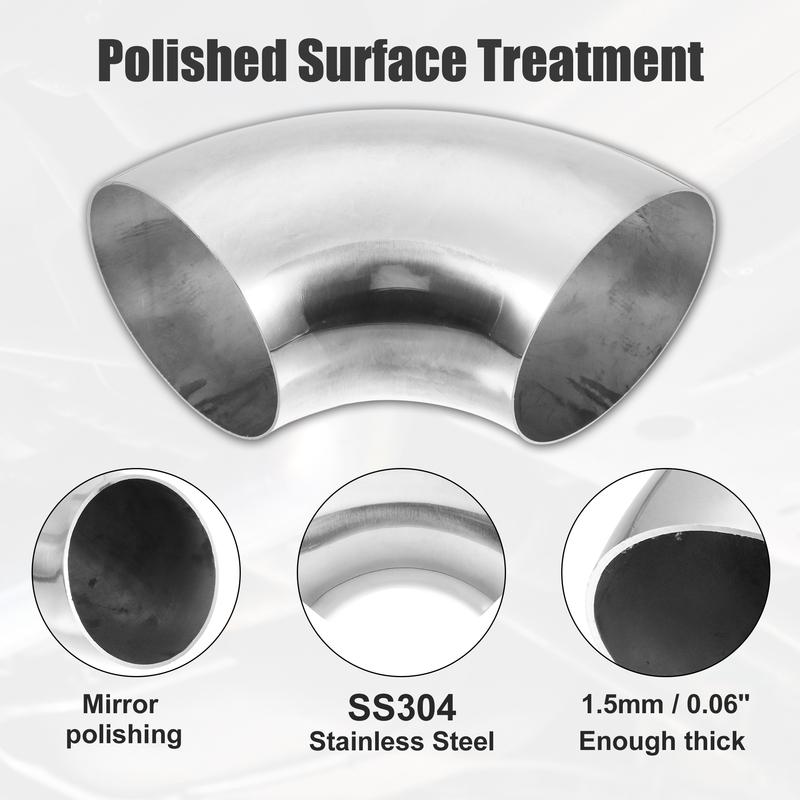 X Autohaux 2 Pc 1.25" 90 Degree Stainless Steel Car Exhaust Elbow Pipe 0.06" Thickness