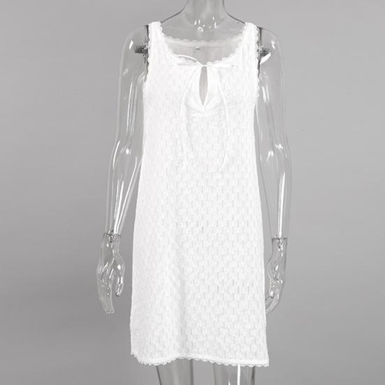 Cămașă de noapte fără mâneci pentru femei, bumbac, dantelă, cămăși de noapte, decolteu în V, cu șireturi, decupată, babydoll, îmbrăcăminte de dormit, halat scurt de vară