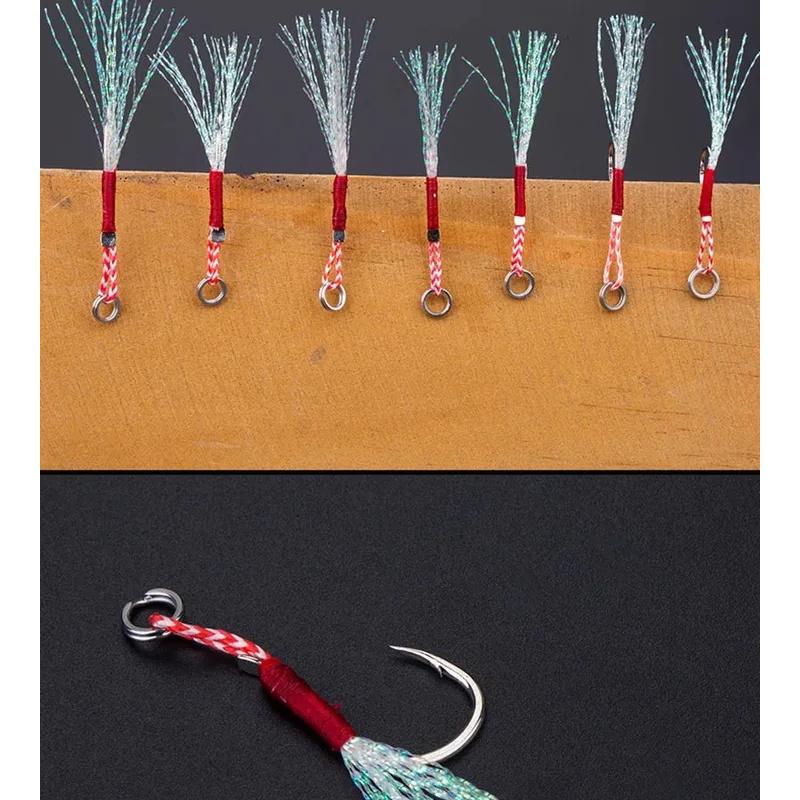Slow Jigging Lures With Assist Hooks Barbed Single High Carbon Steel Feathered Jigs 20 Or 100 Pcs