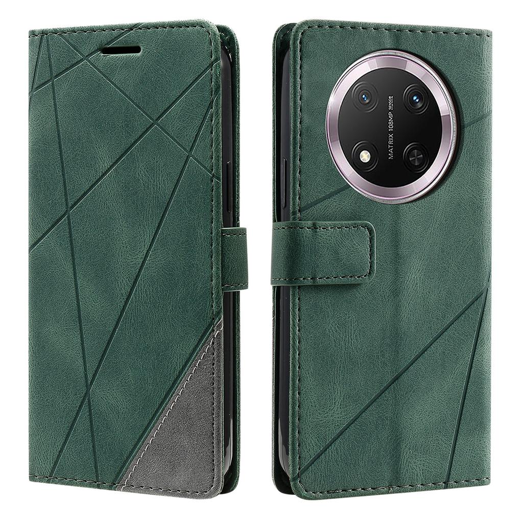 Leather Case for Honor X9c 5G/Magic7 Lite 5G/X60 Pro 5G Imprinted Lines Splicing Wallet Phone Cover