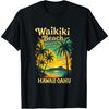 Waikiki Beach Oahu Hawaii Vintage Surfboard T-Shirt(1)