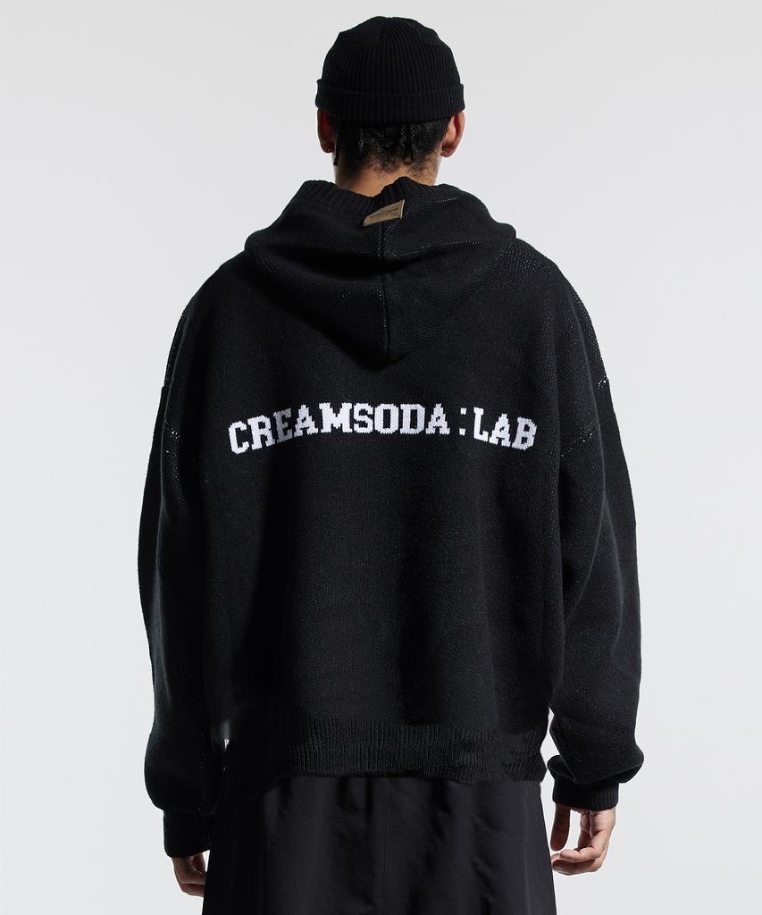 CREAM SODA LAB Cl Washed Graphic Jacquard Hoodie Knit Black