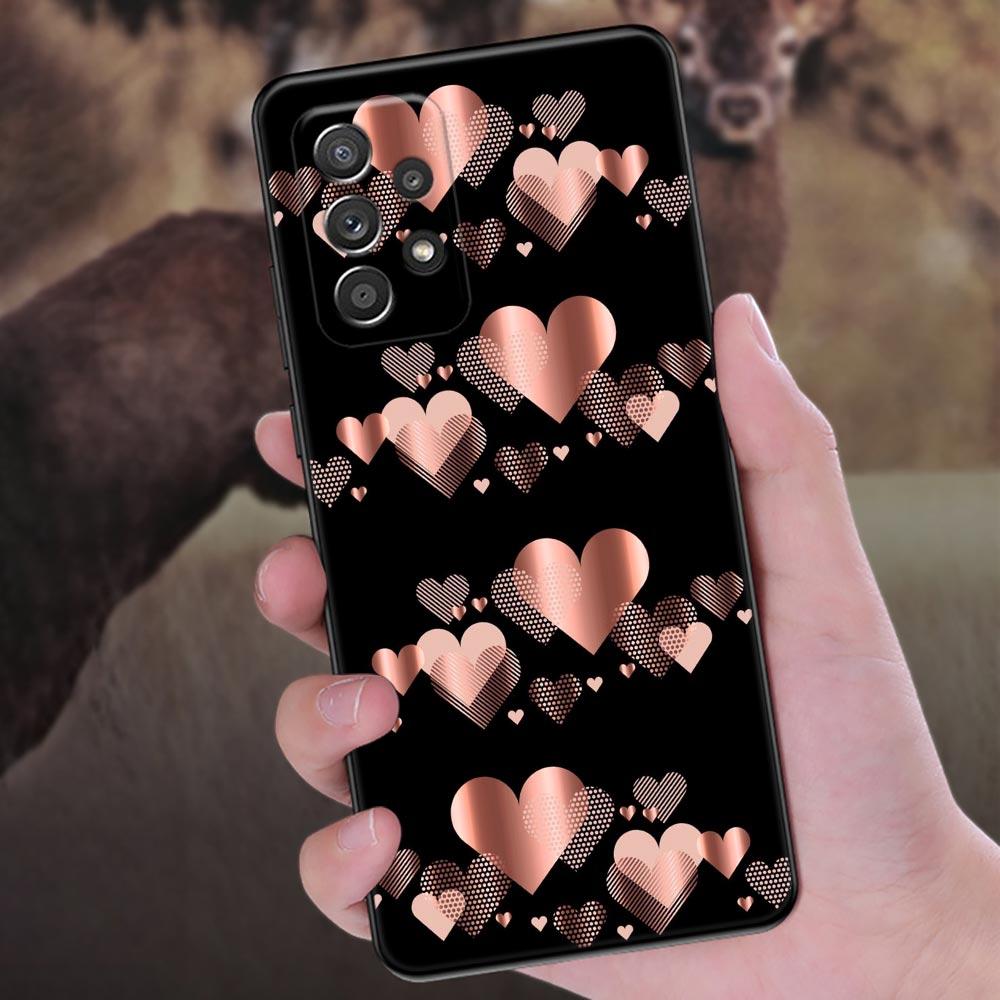 Pink Glitter Hearts Love Grass Leaf Phone Case For Samsung Galaxy A57 A56 A37 A55 A36 A26 A54 A52 A35 A34 A17 A16 A15 A07 Cover