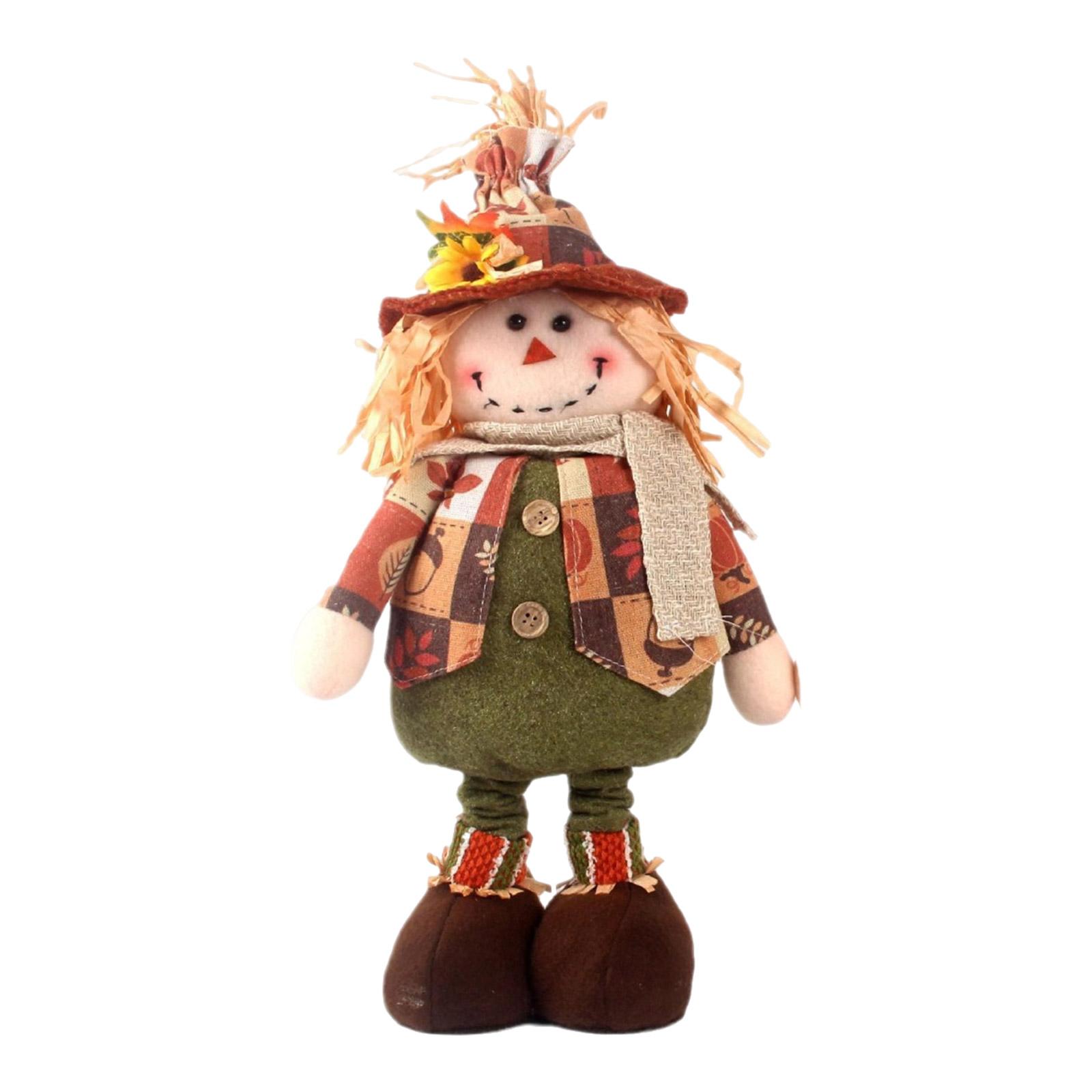 

Thanksgiving Festival Standing Scarecrows Plush Dolls with Flexible Legs Autumn Harvest Ornament Seasonal Home Accent A