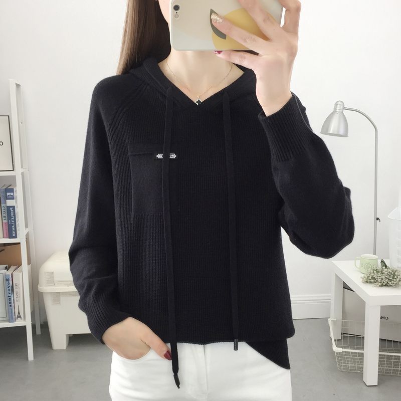 Autumn Winter Women Sweater Long Sleeve Hooded Pullovers Fashion Korean Knit Hoodie Sweaters Casual Warm Bottoming Jumper