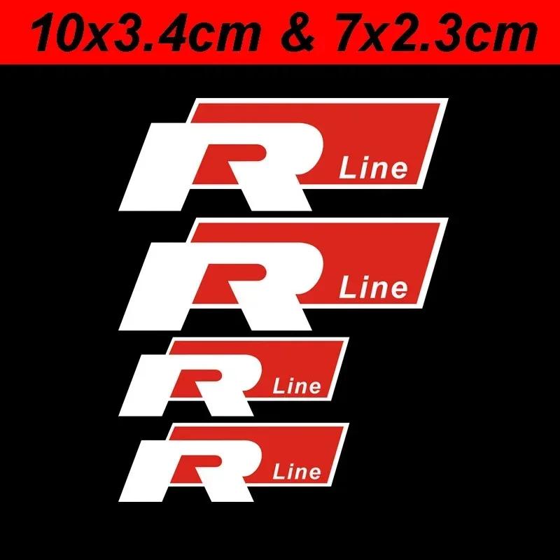 For Volkswagen VW Valve Stems Caps 4Pcs Car Brake Caliper Wheel Decals Brake Sticker For Volkswagen VW Rline R Line ABT Logo Polo Passat Golf Bora zs7
